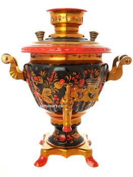 Электрический самовар 2 литра с художественной росписью "Хохлома рыжая", арт. 140640