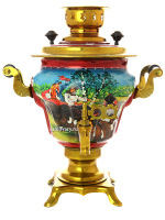 Электрический самовар 2,5 литра с художественной росписью "Тройка летняя", арт. 140649