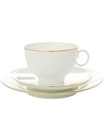 3-x предметный чайный комплект форма "Яблочко" рисунок "Золотой кант", Императорский фарфоровый завод