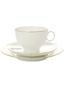 3-x предметный чайный комплект форма "Яблочко" рисунок "Золотой кант", Императорский фарфоровый завод