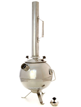 Самовар походный угольный (жаровой, дровяной) 5 литров "шар" из нержавеющей стали, арт. 220527