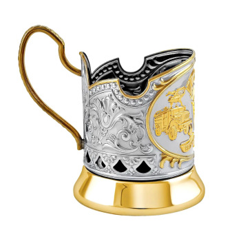 Набор для чая "Крым" никелированный с позолотой Кольчугино