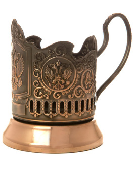 Никелированный подстаканник "Герб РФ" с медным покрытием