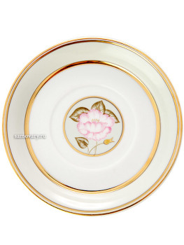 Чашка с блюдцем чайная форма "Гербовая", рисунок "Нефритовый фон" №1, Императорский фарфоровый завод