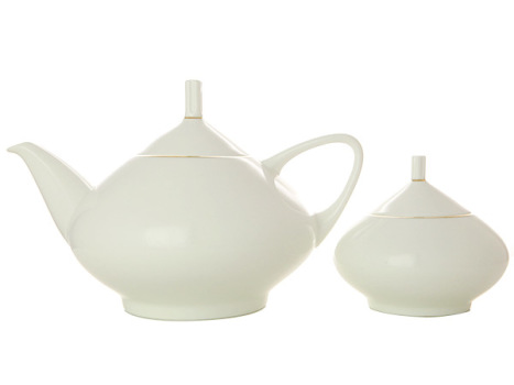 Сервиз чайный форма "Купольная", рисунок "Золотая лента" 6/14, Императорский фарфоровый завод