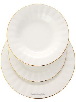 Сервиз столовый форма "Нега", рисунок "Золотая лента" 6/24, Императорский фарфоровый завод (ИФЗ)