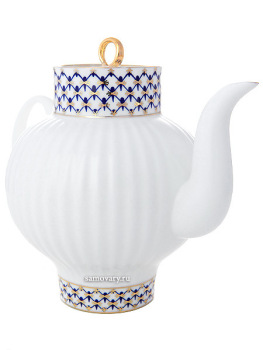 Чайник заварочный форма "Волна" рисунок "Кобальтовая сетка", Императорский фарфоровый завод