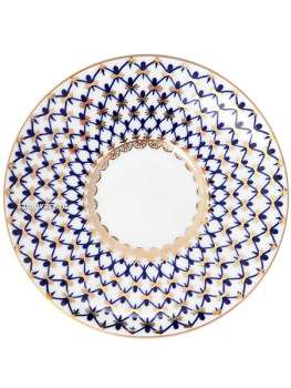 Фарфоровая чайная чашка с блюдцем форма "Купольная", рисунок "Кобальтовая сетка", Императорский фарфоровый завод