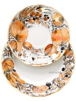 Сервиз чайный форма "Тюльпан", рисунок "Мой сад" 6/20, Императорский фарфоровый завод