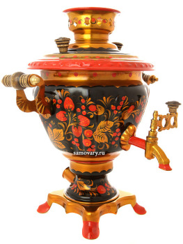 Электрический самовар 2 литра с художественной росписью "Хохлома рыжая", арт. 140640