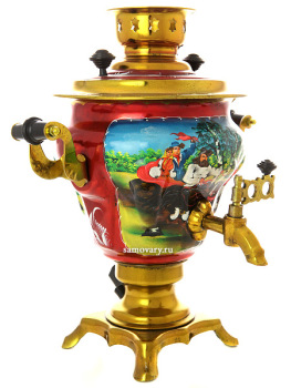 Электрический самовар 2,5 литра с художественной росписью "Тройка летняя", арт. 140649