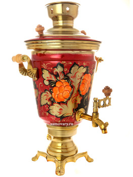 Электрический самовар 4 литра с художественной росписью "Рябина на бордовом фоне", арт. 155990