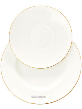 3-x предметный чайный комплект форма "Яблочко" рисунок "Золотой кант", Императорский фарфоровый завод