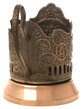 Никелированный подстаканник "Герб РФ" с медным покрытием