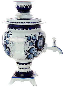 Электрический самовар 3 литра с художественной росписью "Гжель", "овал", арт. 150471