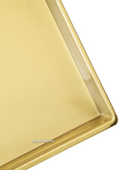 Латунный поднос для самовара удлиненный желтый гладкий, Кольчугино