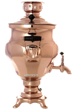 Электрический самовар 3 литра с медным покрытием "конус-тюльпан" с автоматическим отключением при закипании, арт. 110326к