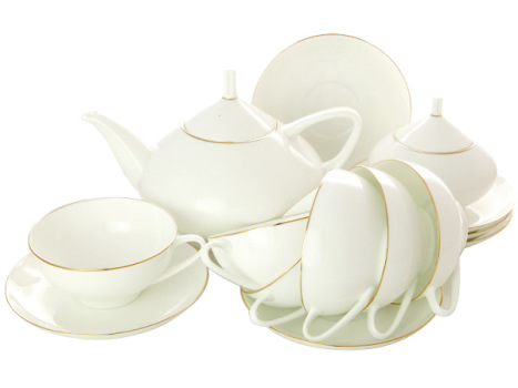 Сервиз чайный форма "Купольная", рисунок "Золотая лента" 6/14, Императорский фарфоровый завод