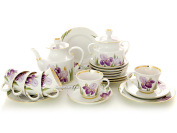 Сервиз чайный форма "Банкетная", рисунок "Ирисы" 6/20, Императорский фарфоровый завод