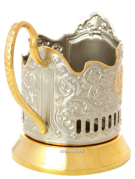 Подстаканник с позолотой "Охотники на привале"