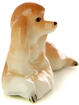 Статуэтка ЛФЗ (скульптура) "Пудель лежащий рыжий", Императорский фарфоровый завод
