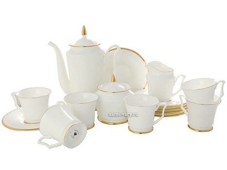 Императорский сервиз кофейный форма "Юлия", роспись "Золотая лента" 6/15, Императорский фарфоровый завод