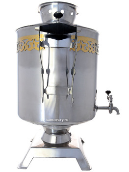 Электрический самовар 25 литров с покрытием "под серебро" с автоматическим отключением при закипании, арт. 124546а