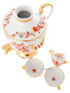Фарфоровый винный набор из 3-х предметов форма "Веселый самовар" рисунок "Русские мотивы", Императорский фарфоровый завод