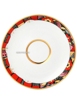 Чашка с блюдцем чайная форма "Весенняя", рисунок "Красный конь", Императорский фарфоровый завод