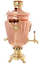 Комбинированный самовар 7 литров латунь-медь "конус" граненый с накладным Гербом РФ, арт.  320526