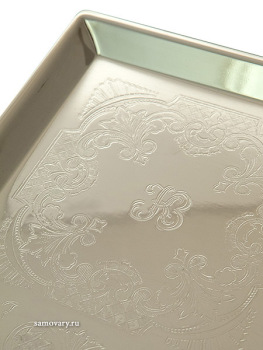 Латунный поднос для самовара удлиненный никелированный, Кольчугино