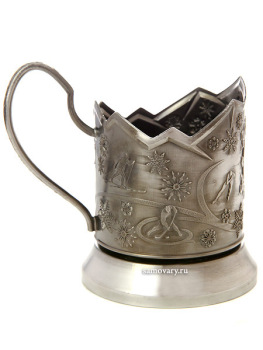 Подстаканник никелированный "Зимние виды спорта" для нанесения уникальной гравировки