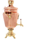 Угольный самовар 7 литров латунь-медь "конус" граненый с накладным Гербом РФ, арт.  220525