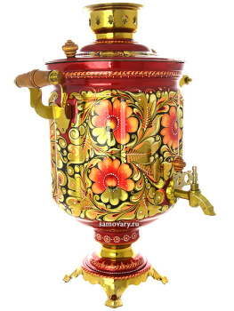Набор самовар электрический 10 литров с художественной росписью "Кудрина" с автоматическим отключением при закипании, арт. 131042к