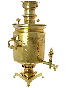 Угольный самовар 6 литров цилиндр желтый фабрика братьев Баташевых арт.479594
