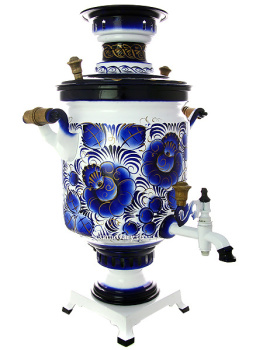 Самовар электрический 10 литров с художественной росписью "Гжельские кружева",арт.121009