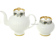 Сервиз чайный форма "Волна", рисунок "Тонкие веточки" с отводкой 6/20, Императорский фарфоровый завода