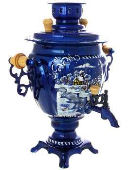 Электрический самовар 3 литра с художественной росписью "Зимний вечер", арт. 103536