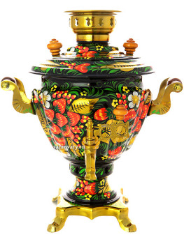 Набор самовар электрический 2 литра с чайником художественная роспись "Хохлома классическая", арт. 130329