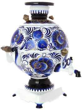 Набор самовар электрический 5 литров с художественной росписью "Гжель" с автоматическим отключением при закипании, арт. 151549а