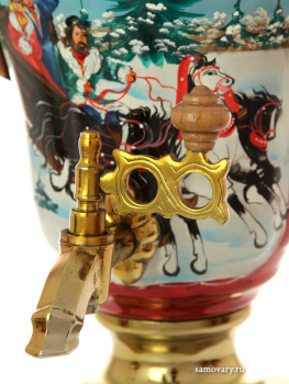 Электрический самовар 1,5 литра с художественной росписью "Тройка зимняя", арт. 130209