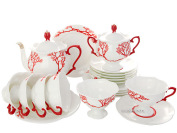 Сервиз чайный форма "Наташа", рисунок "Коралл" 6/20, Императорский фарфоровый завод