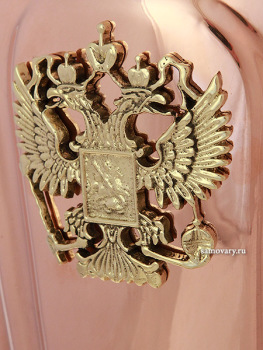 Угольный самовар 7 литров латунь-медь "конус" граненый с накладным Гербом РФ, арт.  220525