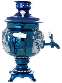 Набор самовар электрический 3 литра с художественной росписью "Зимний вечер", "овал", арт. 155690