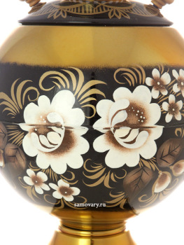 Электрический самовар 5 литров с художественной росписью "Жостово на черном фоне", "шар", арт. 110487