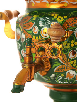 Электрический самовар 3 л с художественной росписью "Кудрина на зеленом фоне", арт. 110354