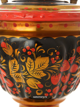 Электрический самовар 2 литра с художественной росписью "Хохлома рыжая", арт. 140640