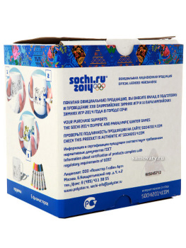 Набор Сувенир Сочи 2014 - кружка-раскраска и 6 фломастеров "Горнолыжный спорт"