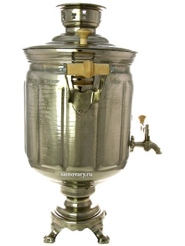 Комбинированный самовар 7 литров никелированный "цилиндр" граненый, арт. 331020