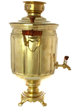 Электрический самовар 10 литров желтый "цилиндр" с гранями, арт. 153022